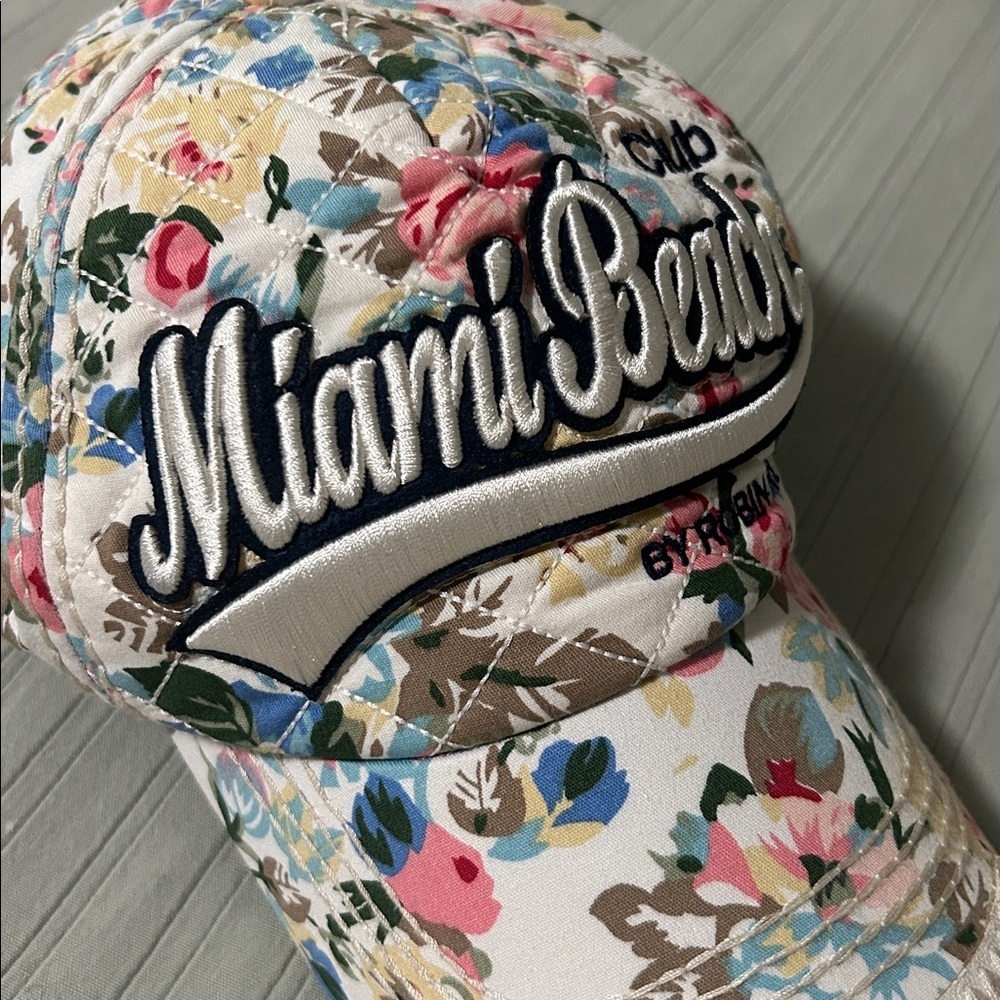 Robin Ruth Floral Miami Beach Club Cap Snapback Hat Cap Florida Unisex - Picture 3 of 7